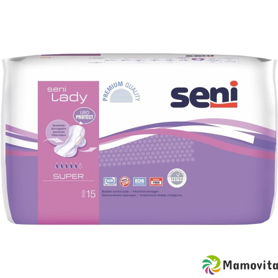 Seni Lady Super incontinence pads with adhesive strips breathable purple 15 pcs buy online