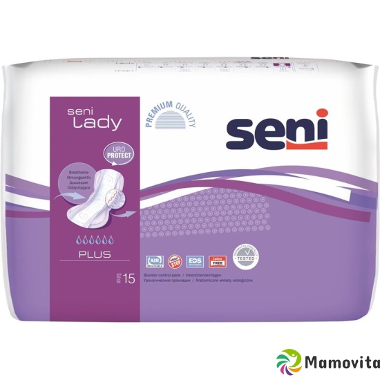 Seni Lady Plus incontinence pads with adhesive strips breathable purple 15 pcs buy online