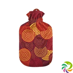 SINGER hot water bottle 2l of natural rubber with fleece cover orange circles