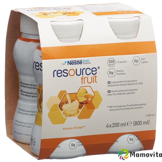 Resource Fruit Drink Ananas-Orange 4x 200ml buy online