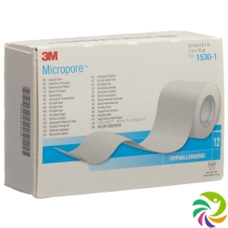 3M Micropore Vlies Heftpflaster ohne Dispenser 25mm x 9.14m weiss 12 Stück