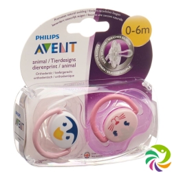 Avent Philips Beruhigungssaug Tiermotiv 0-6 Monate Girl 2 Stück