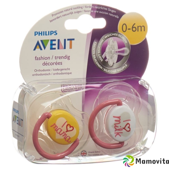 Avent Philips Beruhigungssauger I love Mama und I love Milk 0-6 Monate Girl 2 Stück buy online