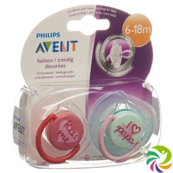 Avent Philips Beruhigungssauger I love Papa und Kiss me 6-18 Monate Girl 2 Stück