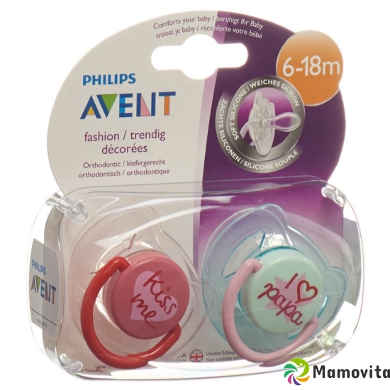 Avent Philips Beruhigungssauger I love Papa und Kiss me 6-18 Monate Girl 2 Stück buy online