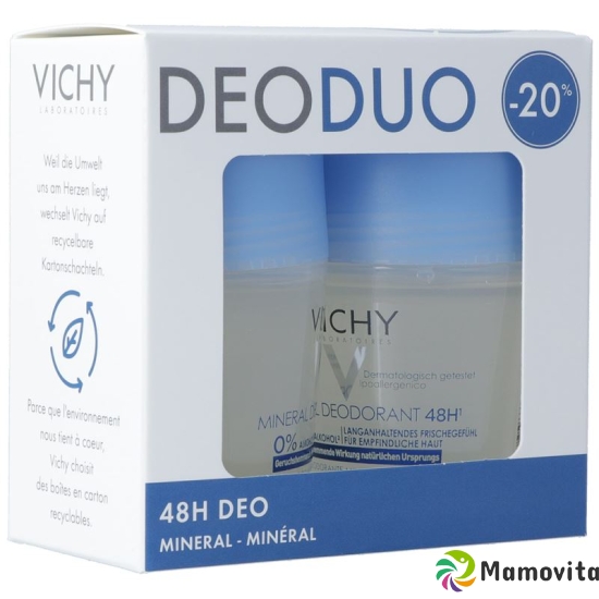 Vichy DeoDuo Mineral Roll On 2x 50ml buy online