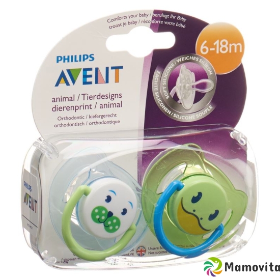 Avent Philips Beruhigungssauger Tiermotiv 6-18 Monate Boy 2 Stück buy online