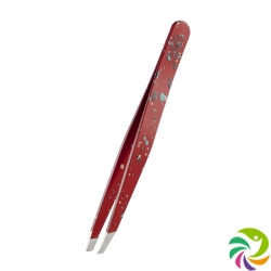 Rubis tweezers action painting oblique red inox