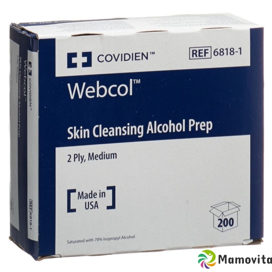 Webcol (pi) Alkoholtupfer 3.3x3.1cm Steril 200 Stück buy online