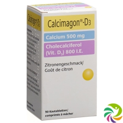 Calcimagon D3 500/800 Zitrone (o Aspar) Dose 90 Stück