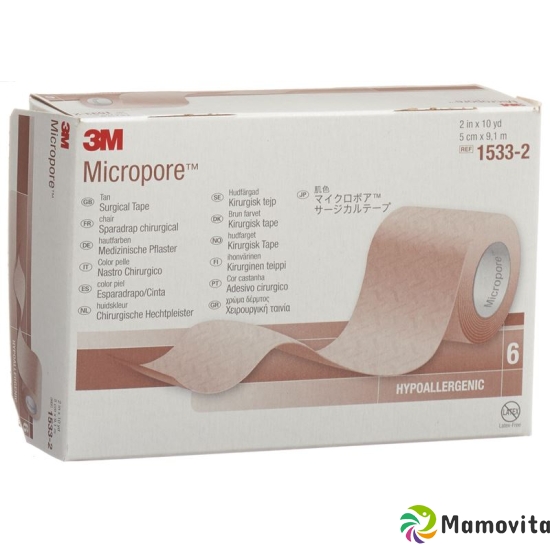 3M Micropore Vlies Heftpflaster ohne Dispenser 50mm x 9.14m weiss 6 Stück buy online