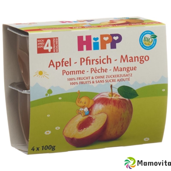 Hipp Fruchtpause Apfel Pfirsich Mango 4x 100g buy online