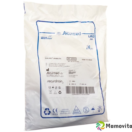 Qualimed Urinbeutel 1.5L 90cm ohne Rv 10 Stück buy online