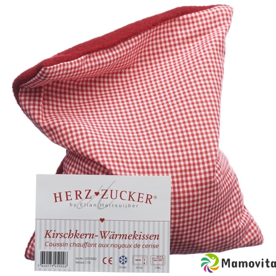 Herzzucker Kirschkernkissen 26x21cm Karo/wollw Rot buy online