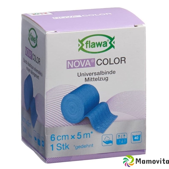 Flawa Nova Color Universalbinde 6cmx5m Blau buy online