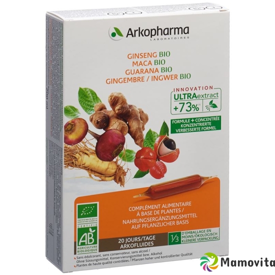 Arkofluide Gins-maca-guar-ingw Trinkampullen Bio 20 Stück buy online