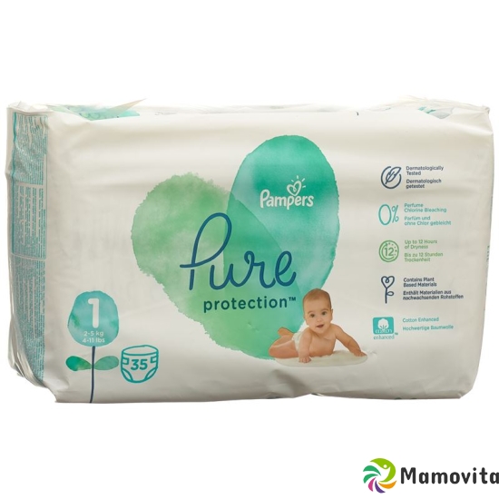 Pampers Pure Prot Grösse 1 2-5kg Newborn Tragep 35 Stück buy online