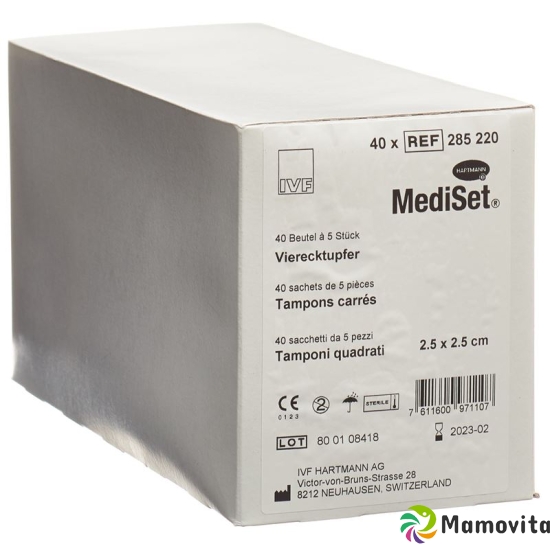 Mediset IVF Vierecktupfer 2.5x2.5cm 40 Beutel 5 Stück buy online