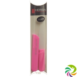 Herba glass nail file with protective cap 13cm pink