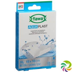 Flawa Aqua Plast Pflasterstrips Wasserfest 10x15cm 6 Stück