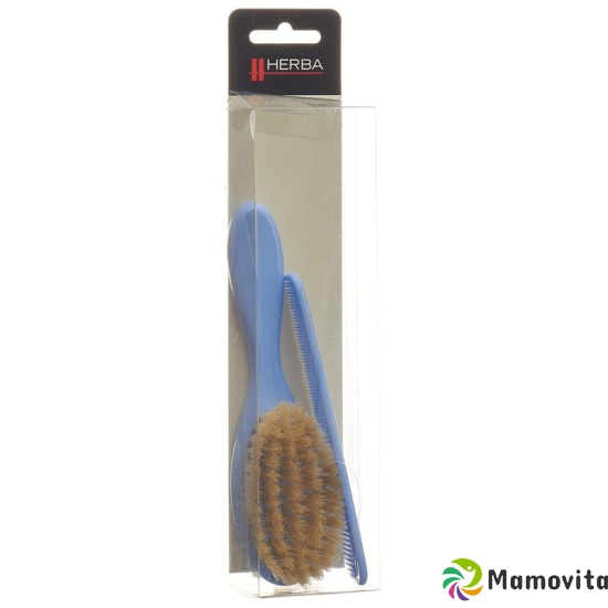 Herba baby brush with comb wild boar bristles blue buy online