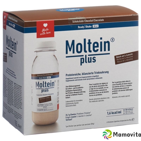 Moltein Plus Ready2Shake Chocolate 6 bottle 38g buy online