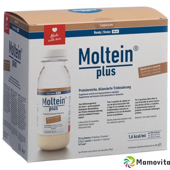 Moltein Plus Ready2Shake Cappuccino 6 bottle 38g buy online