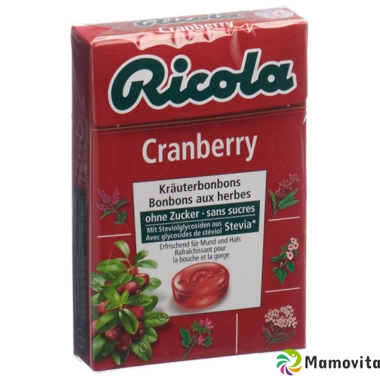 Ricola Cranberry herbal sweets without sugar with stevia Box 50 g buy online