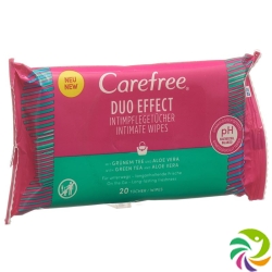 Carefree Intimate Wipes Green Tea & Aloe 20 pieces