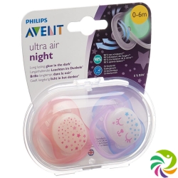 Avent Philips ultra pacifier air 0-6m Night Girl stars / cat