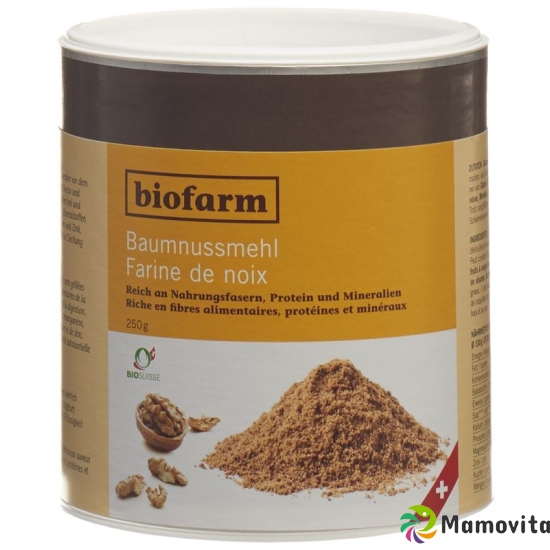 Biofarm Baumnussmehl Knospe Ch Dose 250g buy online