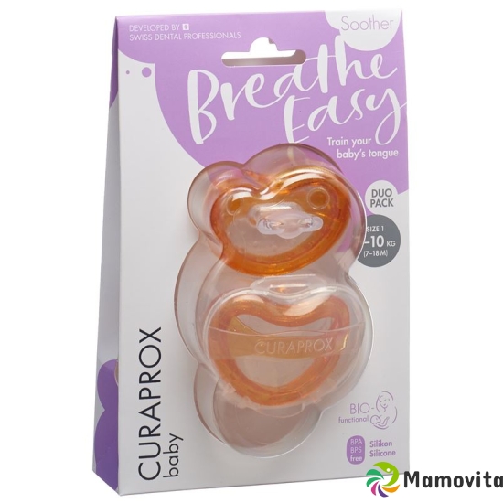 Curaprox Baby pacifier size 1 orange Double New 2 pieces buy online