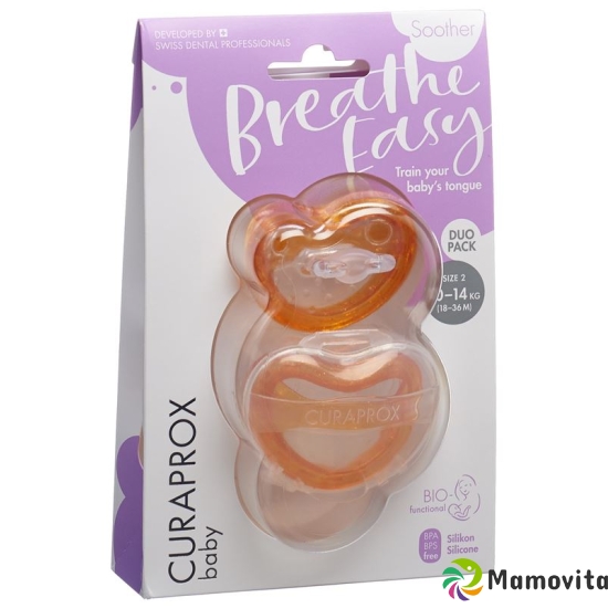 Curaprox Baby pacifier size 2 orange Double New 2 pieces buy online