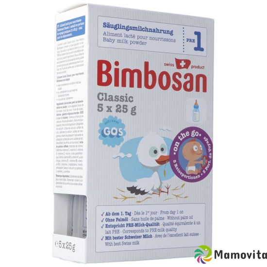 Bimbosan Classic 1 Infant Milk Travel Portion 5x 25 buy online