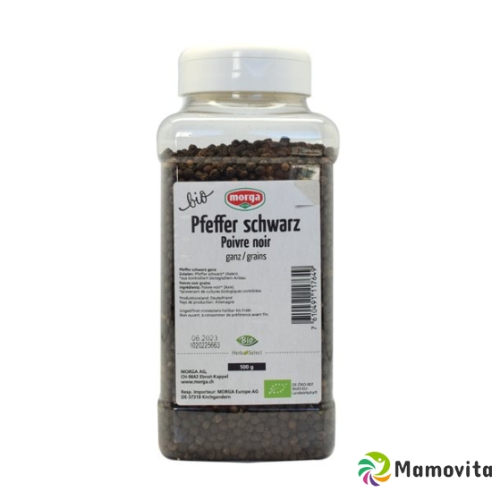 Morga Gewürz Pfeffer Schwarz Ganz Bio Dose 500g buy online