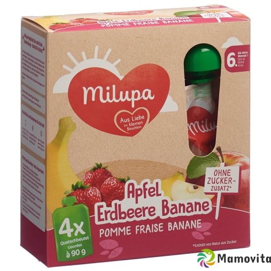 Milupa Pouch Apfel Erdbeere Banane ab dem 4. Monat 4x 90g buy online