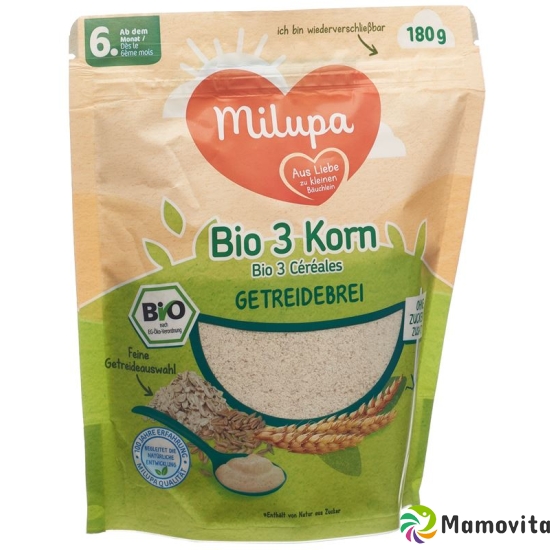 Milupa Bio Getreidebrei 3 Korn 6m Beutel 180g buy online