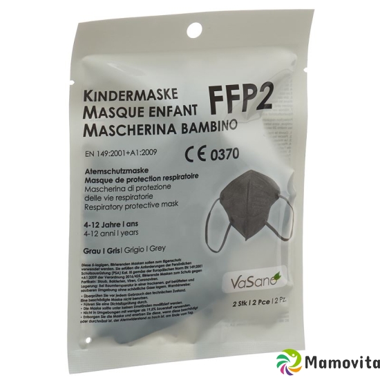 Vasano Maske Ffp2 Kind 4-12 J Grau D/i/f 2 Stück buy online