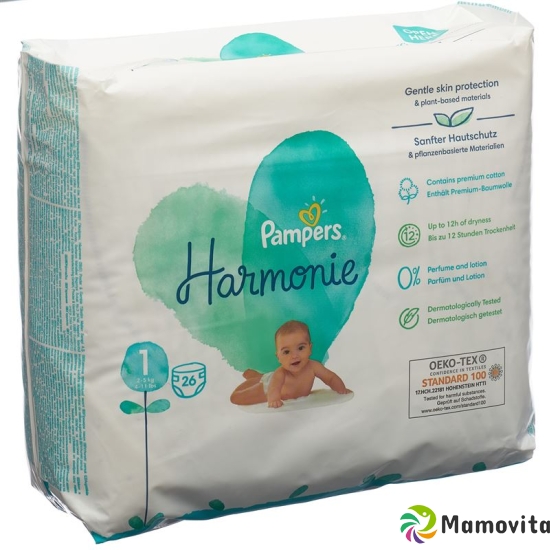 Pampers Harmonie Grösse 1 2-5kg Newborn Tragep 26 Stück buy online