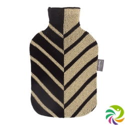 Fashy hot water bottle 2L knitted cover black/gold Ges