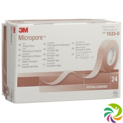 3M Micropore Heftpflaster ohne Dispenser 12.5mm x 9.14m hautfarbig 24 Stück