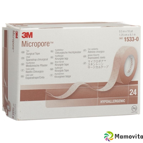 3M Micropore Heftpflaster ohne Dispenser 12.5mm x 9.14m hautfarbig 24 Stück buy online