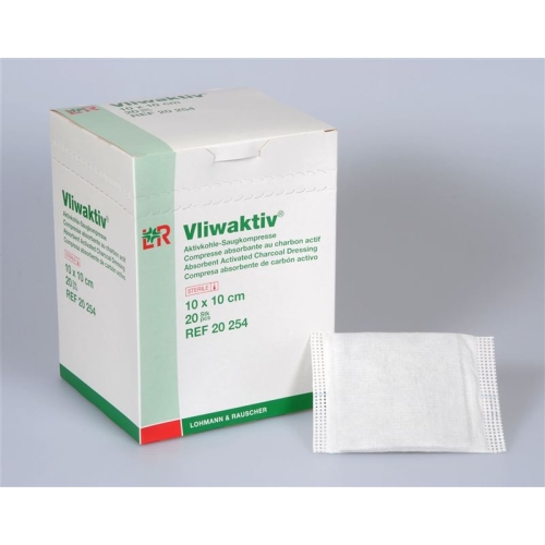 Vliwaktiv Aktivkohle Verband 10x10cm Steril 20 Stück buy online