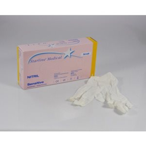 Starline Nitril-Handschuhe Sensitive S Puderfrei Weiss 100 Stück buy online