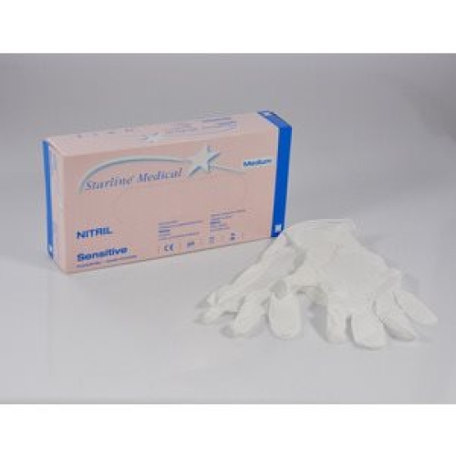 Starline Nitril-Handschuhe Sensitive M Puderfrei Weiss 100 Stück buy online