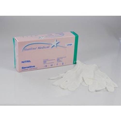 Starline Nitril-Handschuhe Sensitive L Puderfrei Weiss 100 Stück buy online