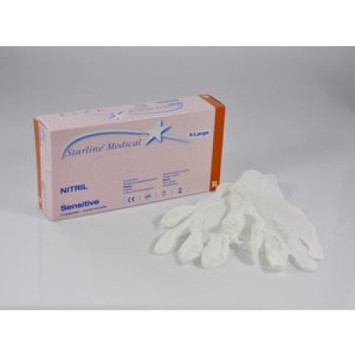 Starline Nitril-Handschuhe Sensitive XL Puderfrei Weiss 100 Stück buy online