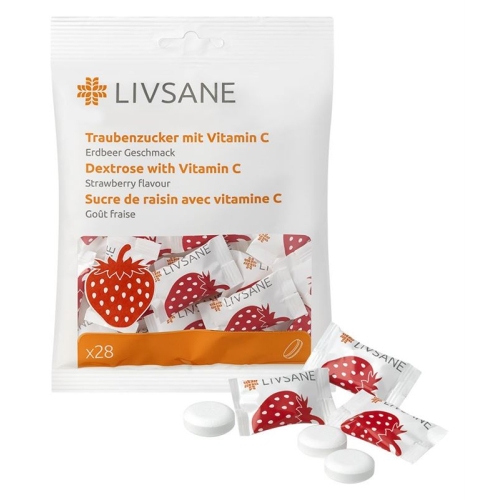 Livsane Traubenzucker mit Vitamin C Erdbeer 28 Stück buy online