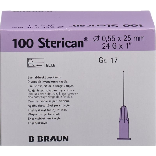 Sterican Nadel 24g 0.55x25mm Lila Luer 100 Stück buy online