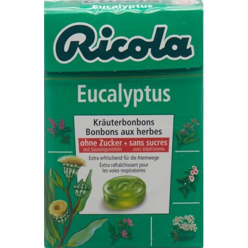 Ricola Eucalyptus Kräuterbonbons ohne Zucker Box 50g buy online